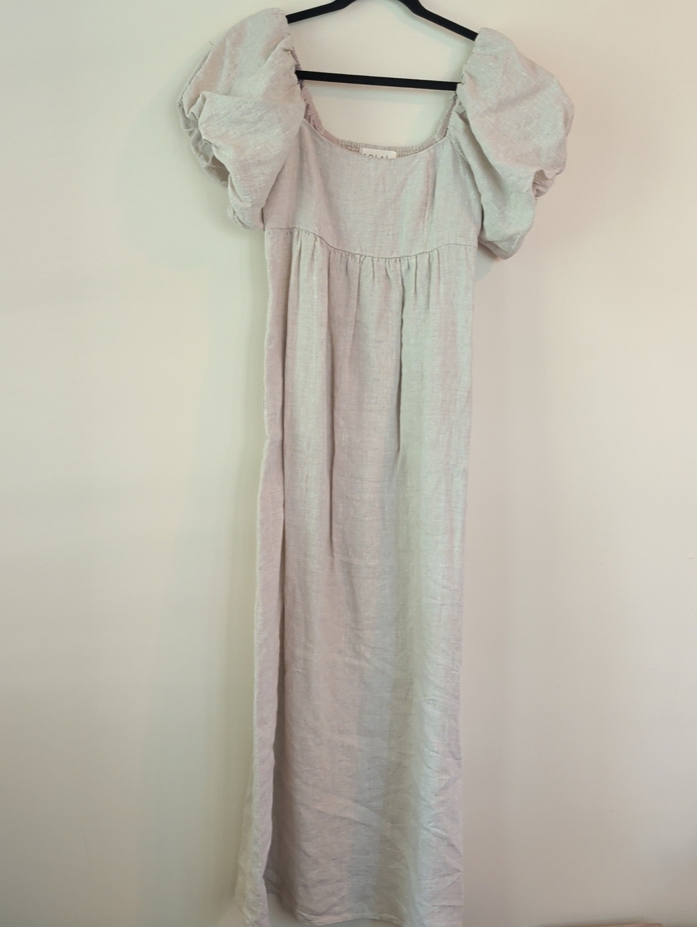 Solai The Label Light Cream Puff-Sleeve Maxi Dress